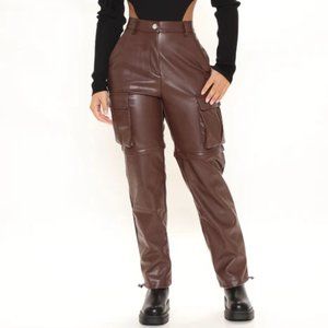 Fashion Nova Switching Up On You Faux Leather Jogger 27 - Chocolate
